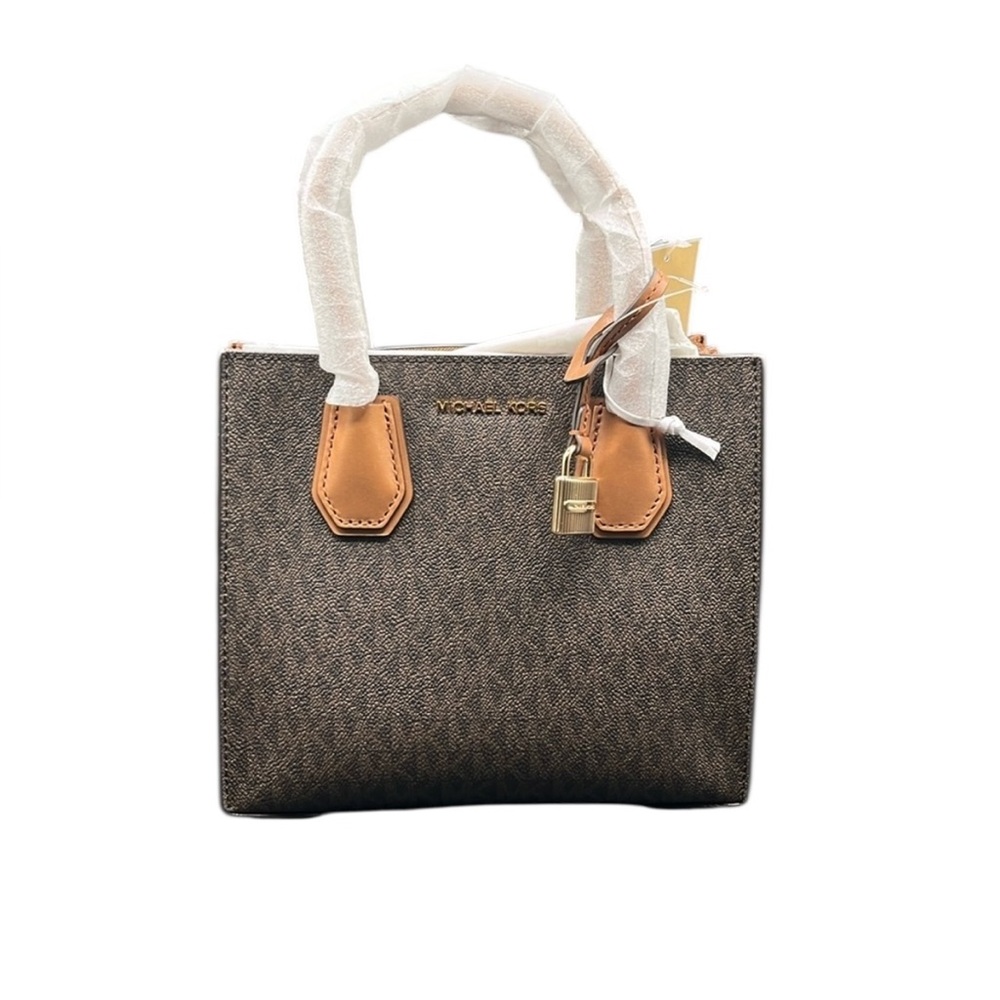 MICHAEL KORS MERCER TWO-TONE LOGO PRINT CROSSBODY BAG - Picture 6 of 12